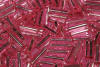 bugle beads - pink silver lined
