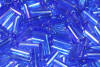 bugle beads - blue iridescent