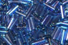 bugle beads - dark blue iridescent