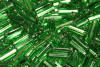 bugle beads - lime silver lined