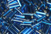 bugle beads - light royal silver lined - capri blue silver lined