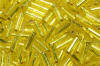 bugle beads - yellow gold silver lined