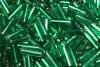 bugle beads - green silver lined