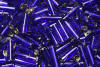 bugle beads - royal blue silver lined