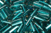 bugle beads - peacock silver lined - teal silver lined