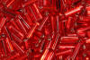 bugle bead - red silver lined