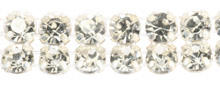 2 row diamante by the metre - top quality - crystal with silver metal back