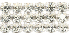 3 row diamante by the metre - top quality - crystal with silver metal back