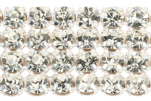 4 row diamante by the metre - top quality - crystal with silver metal back