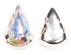 8 x 34mm tear drop shape sew-on diamante rhinestone with pointed back stone crystal AB : rainbow