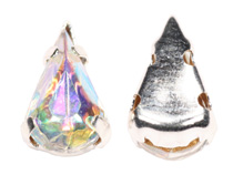 10 x 6mm tear drop shape sew-on diamante rhinestone with pointed back stone crystal AB