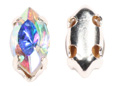 6mm x 3mm small marque shape sew-on diamante rhinestone with pointed back stone crystal AB : rainbow