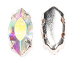 8mm x 4mm small marque shape sew-on diamante rhinestone with pointed back stone crystal AB : rainbow
