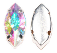 15mm x 7mm large marque shape sew-on diamante rhinestone with pointed back stone crystal AB : rainbow