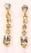 pierced diamante rhinestone earrings length 25mm