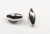 silver metallic beads - oval - 8mm x 4mm