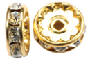 10mm diamante rhinestone rondells gold/crystal