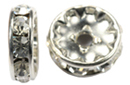 10mm diamante rhinestone rondells silver/crystal