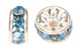 5mm diamante rhinestone rondells silver/aqua