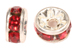 5mm diamante rhinestones rondells sil/dark red