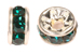 5mm diamante rhinestones rondells sil/emerald