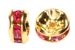 5mm diamante rhinestones rondells gold/fuchsia