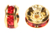 5mm diamante rhinestones rondells gold/red