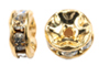 6mm diamante rhinestone rondells gold/crystal