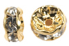 7mm diamante rhinestone rondells gold/crystal