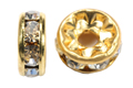 8mm diamante rhinestone rondells gold/crystal